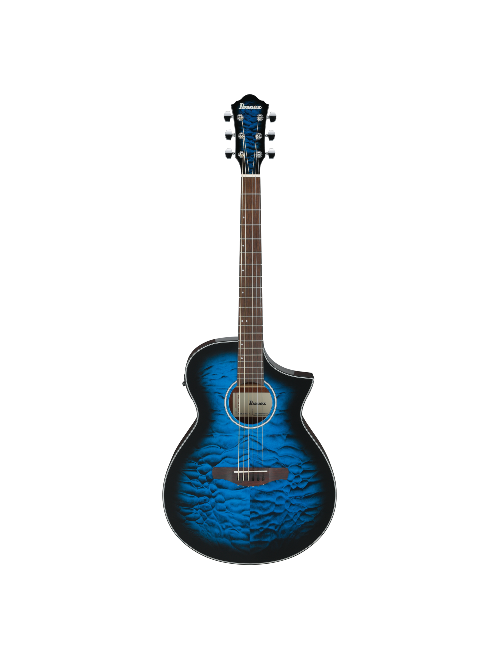 Used Ibanez AEWC16QA A/E Guitar - Transparent Blue Sunburst High Gloss