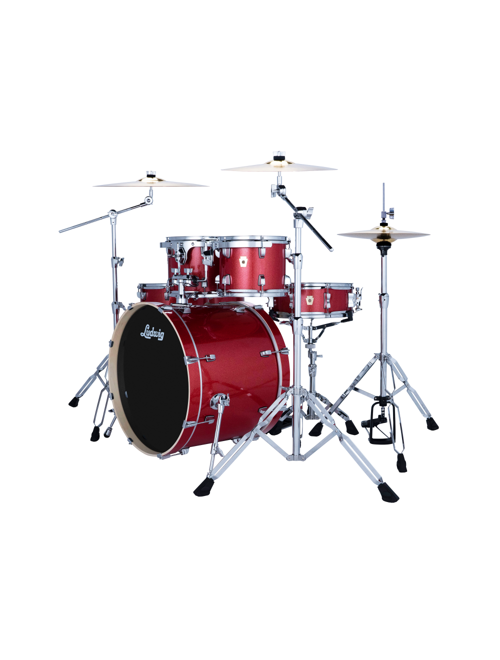 Ludwig Evolution 6-Pc Drum Set w/22" Kick & Paiste Cymbals - Crimson Sparkle