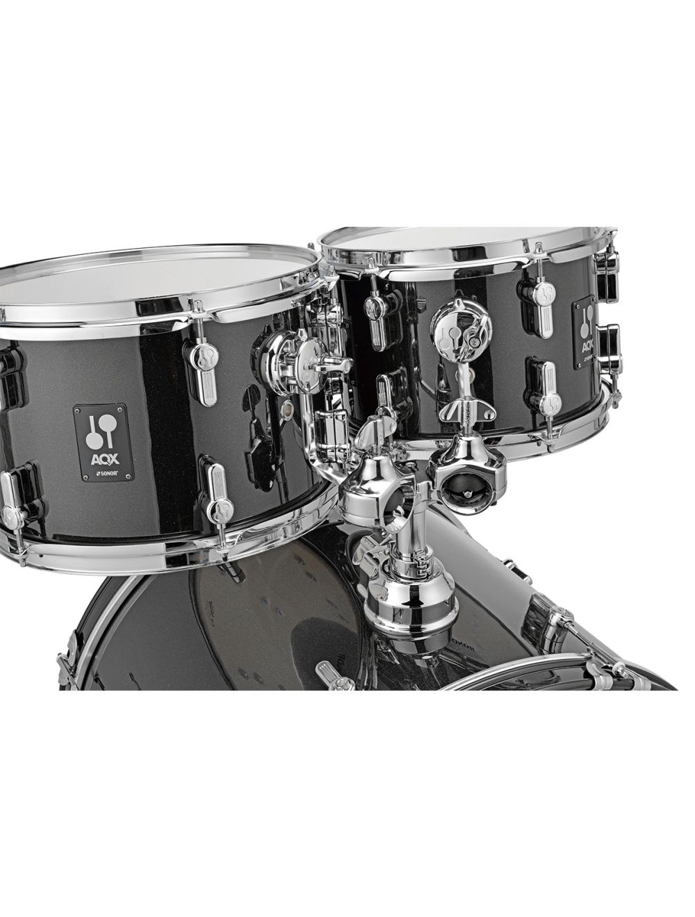Sonor AQX Stage Drum Set w/ Hardware & Cymbals - Black Midnight Sparkle