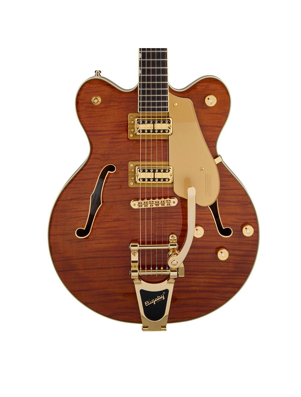 Used Gretsch Electromatic LTD Flame Okoume Broadkaster DC - Roundup Orange