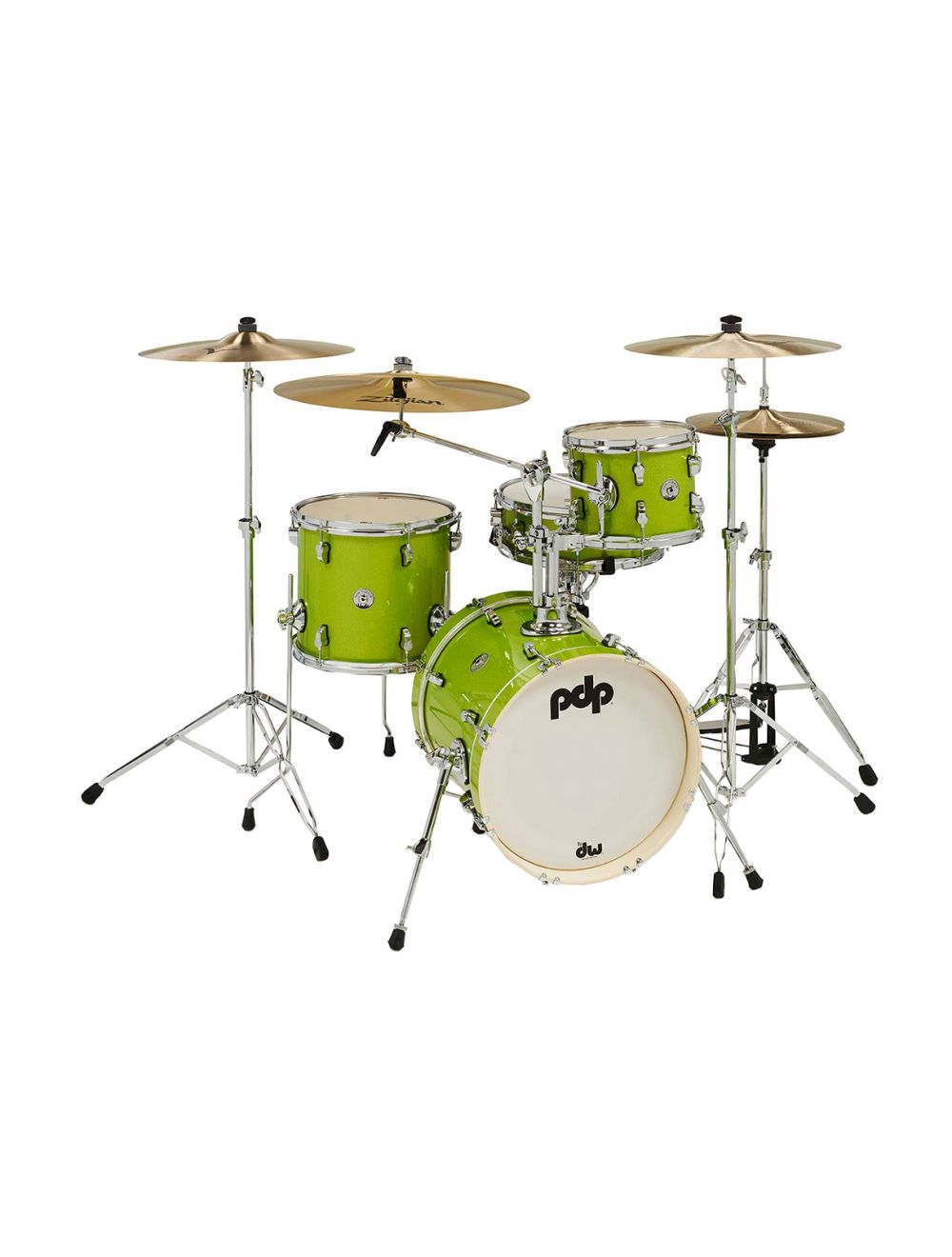 PDP NY 4-Piece Shell Pack w/16" Kick - Electric Green Sparkle