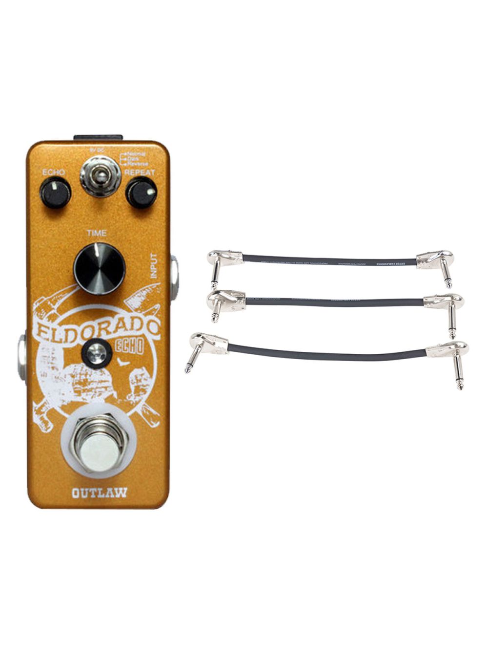 Outlaw Effects Eldorado 3-Mode Echo Pedal + Gator Patch Cable 3 Pack