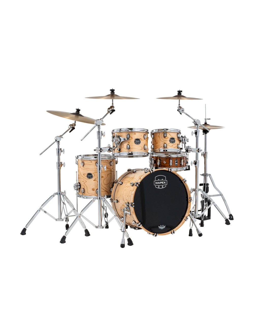 Mapex Saturn VI Fusion 4-Piece Shell Pack w/20" Kick - Exotic Natural Burl