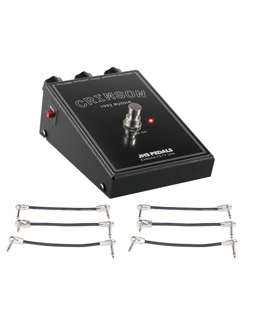 JHS Legends Of Fuzz Series Crimson Pedal + 2x Gator Patch Cable 3 Pack