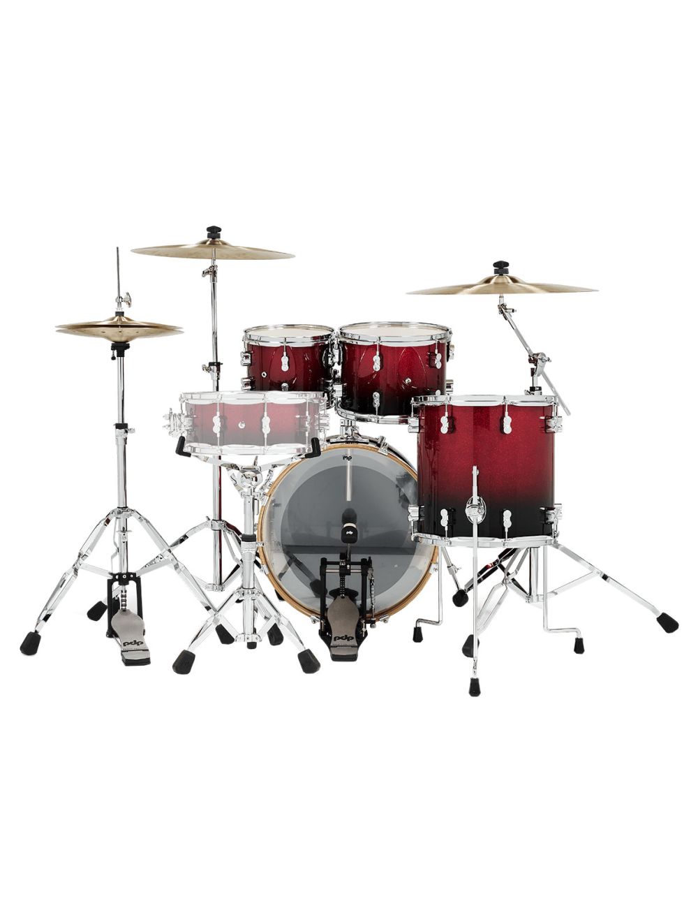 PDP Concept Maple 4-Piece Fusion Shell Pack - Red to Black Fade