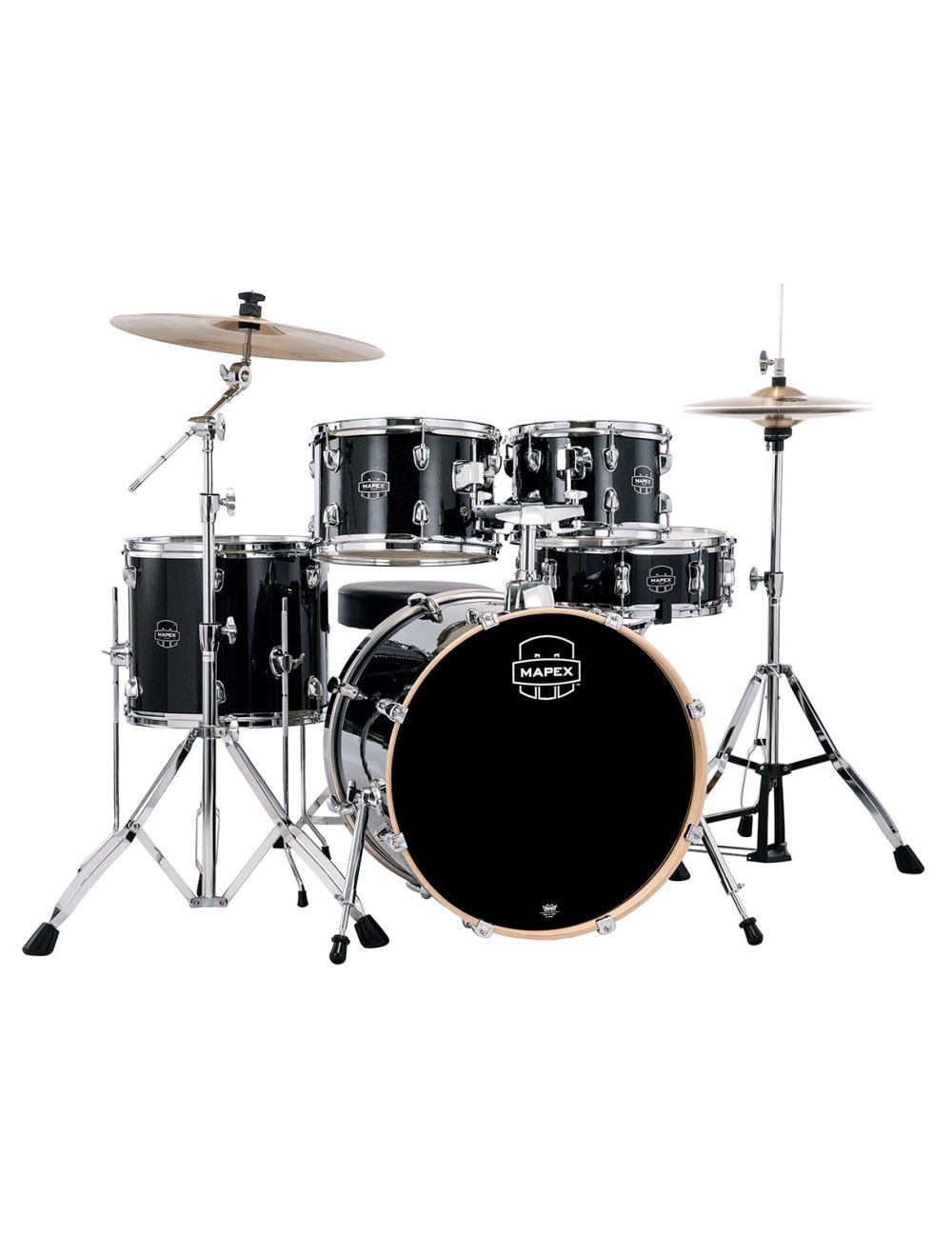 Mapex Venus 5 Piece Fusion Complete Drum Set - Black Galaxy Sparkle