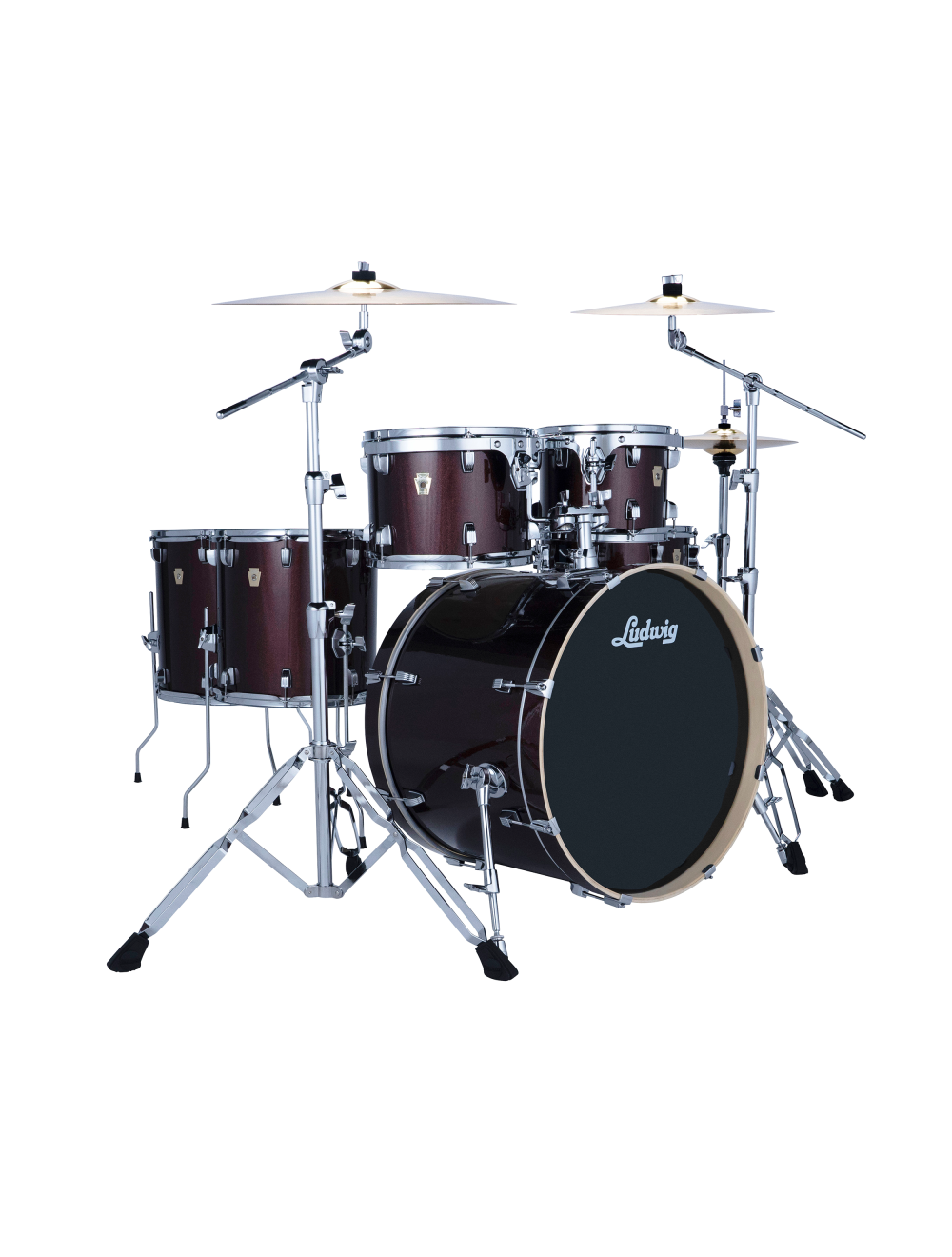 Ludwig Evolution 6-Pc Drum Set w/22" Kick & Paiste Cymbals - Carmel Sparkle