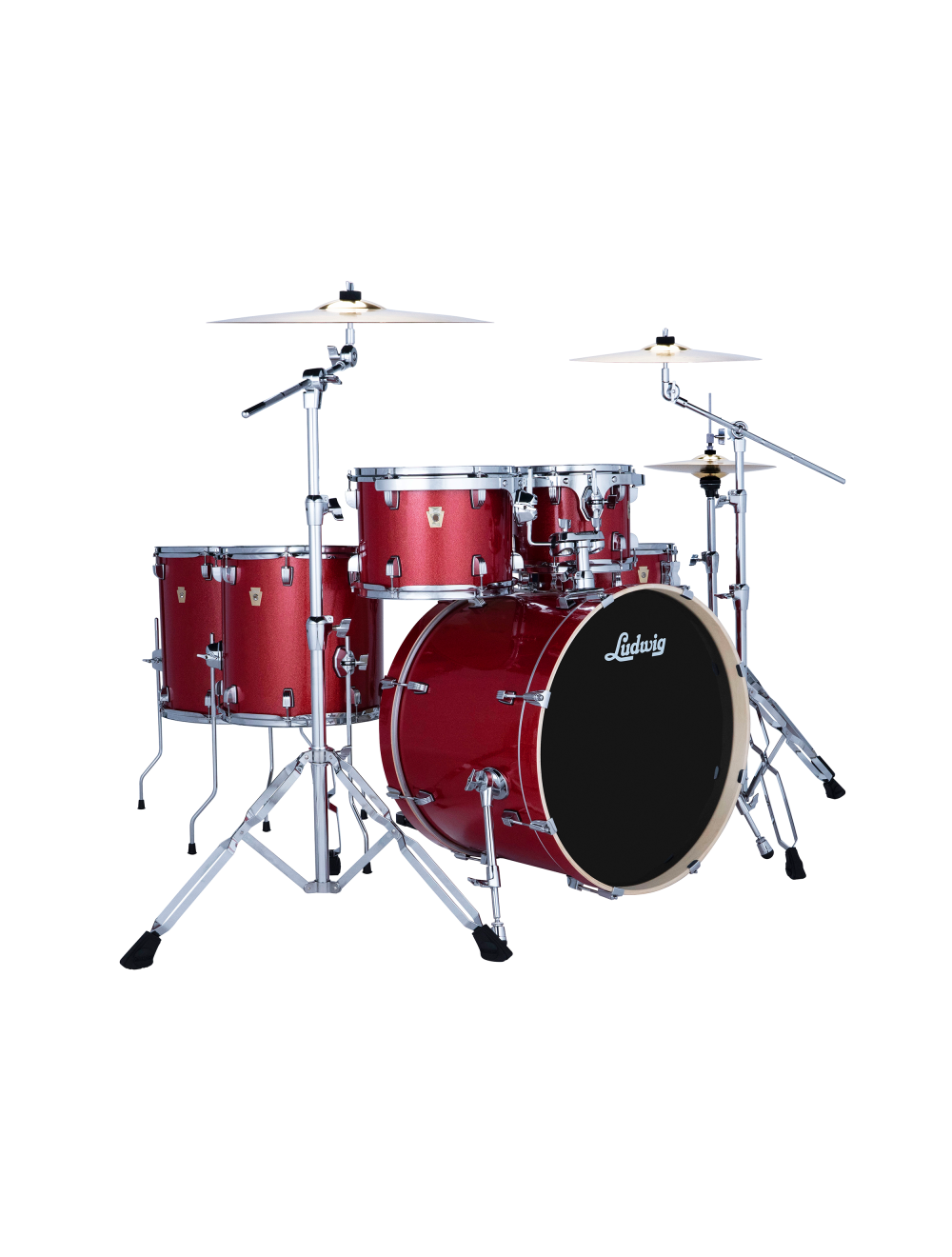 Ludwig Evolution 6-Pc Drum Set w/22" Kick & Paiste Cymbals - Crimson Sparkle