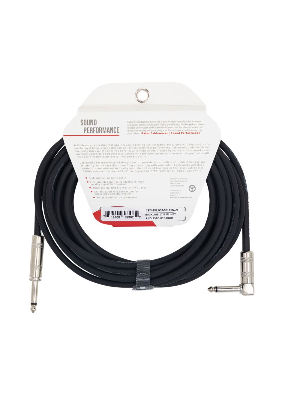 Gator Cableworks Backline 20' Instrument Cable - Open Box