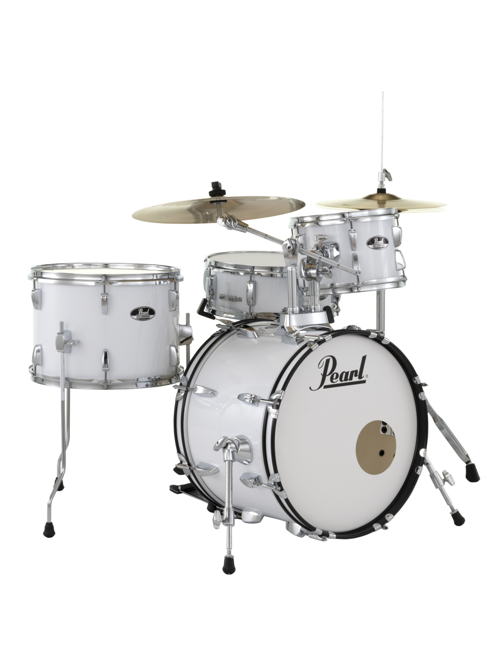 Pearl Roadshow 4-Piece Complete Drum Set w/18"x12" Kick & Cymbals - Pure White