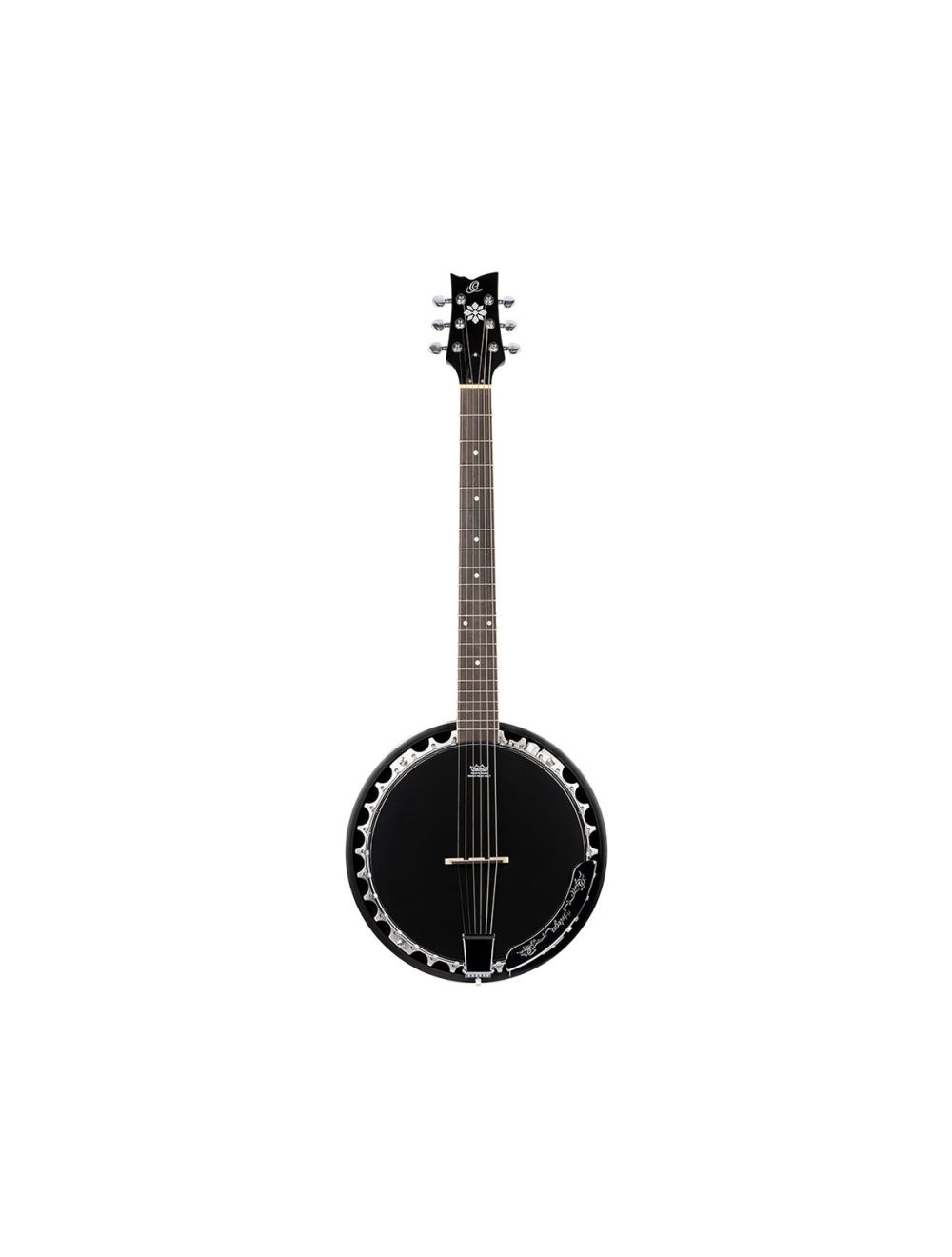 Ortega Guitars OBJE356-SBK-L Raven Series LH 6-String A/E Banjo - Black