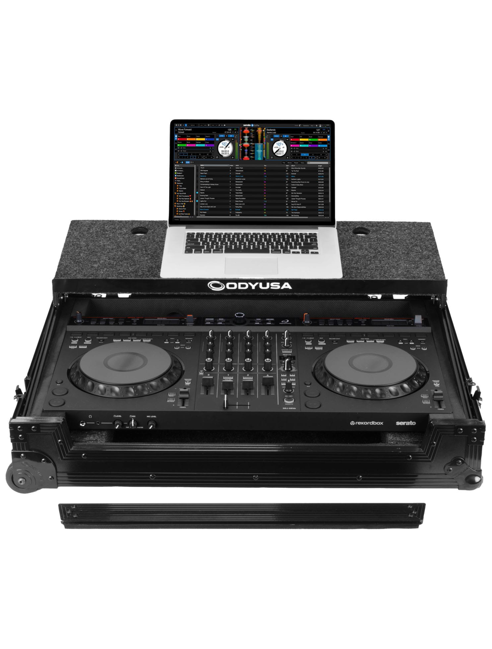 Odyssey FZGSDDJGRV6BLCW All Black AlphaTheta DDJ-GRV6 Glide Style Flight Case with Corner Wheels