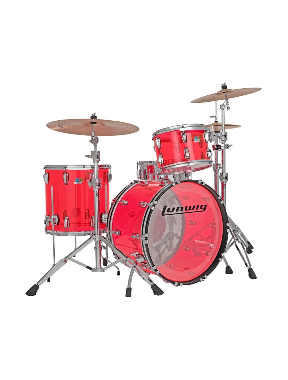 Ludwig Vistalite Pro Beat 3pc Shell Pack w/ 24" Kick - Pink