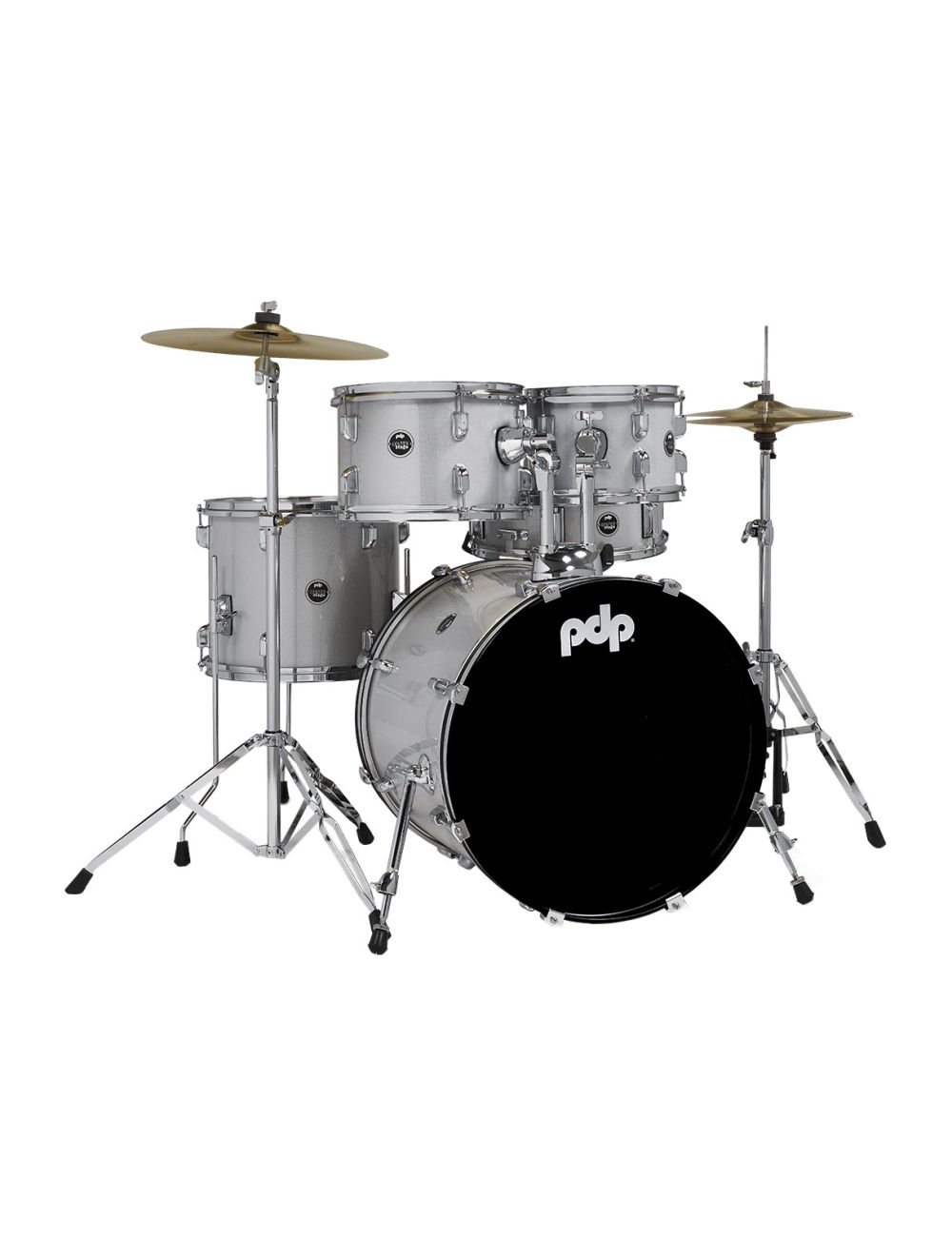PDP Centerstage 5-Piece Drum Kit w/Hardware & Cymbals - Diamond White Sparkle