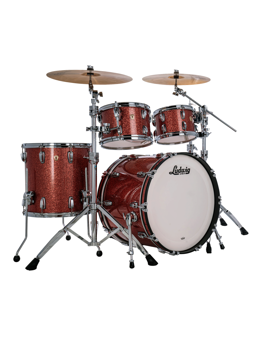 Ludwig Classic Maple Studio 4-pc Shell Pack w/22" Kick - Hybrid Copper Sparkle