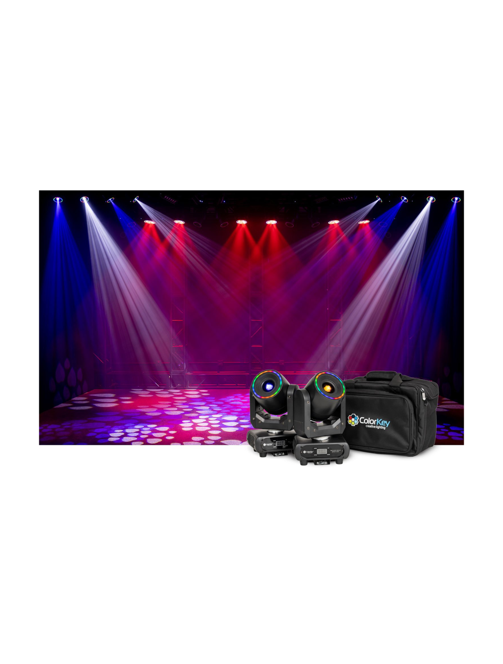 ColorKey Halo Spot 100 Moving Head Spot Light Bundle - 2-Pack w/ Carrying Bag