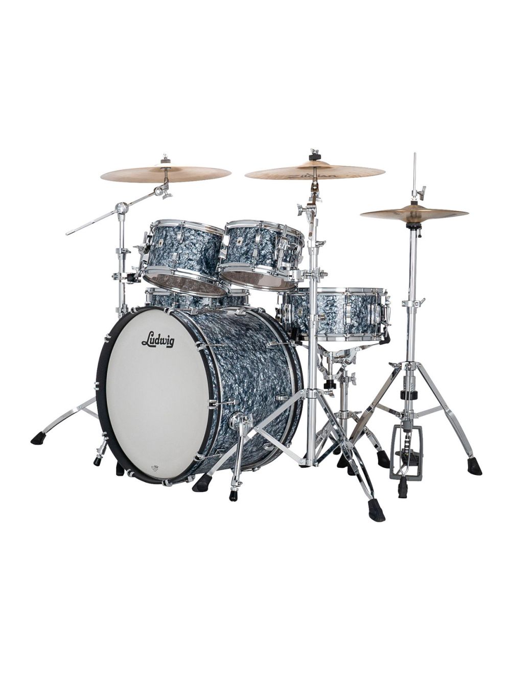 Ludwig Neusonic Rapid Mod 4-pc Shell Pack w/ 22" Kick - Steel Blue Pearl