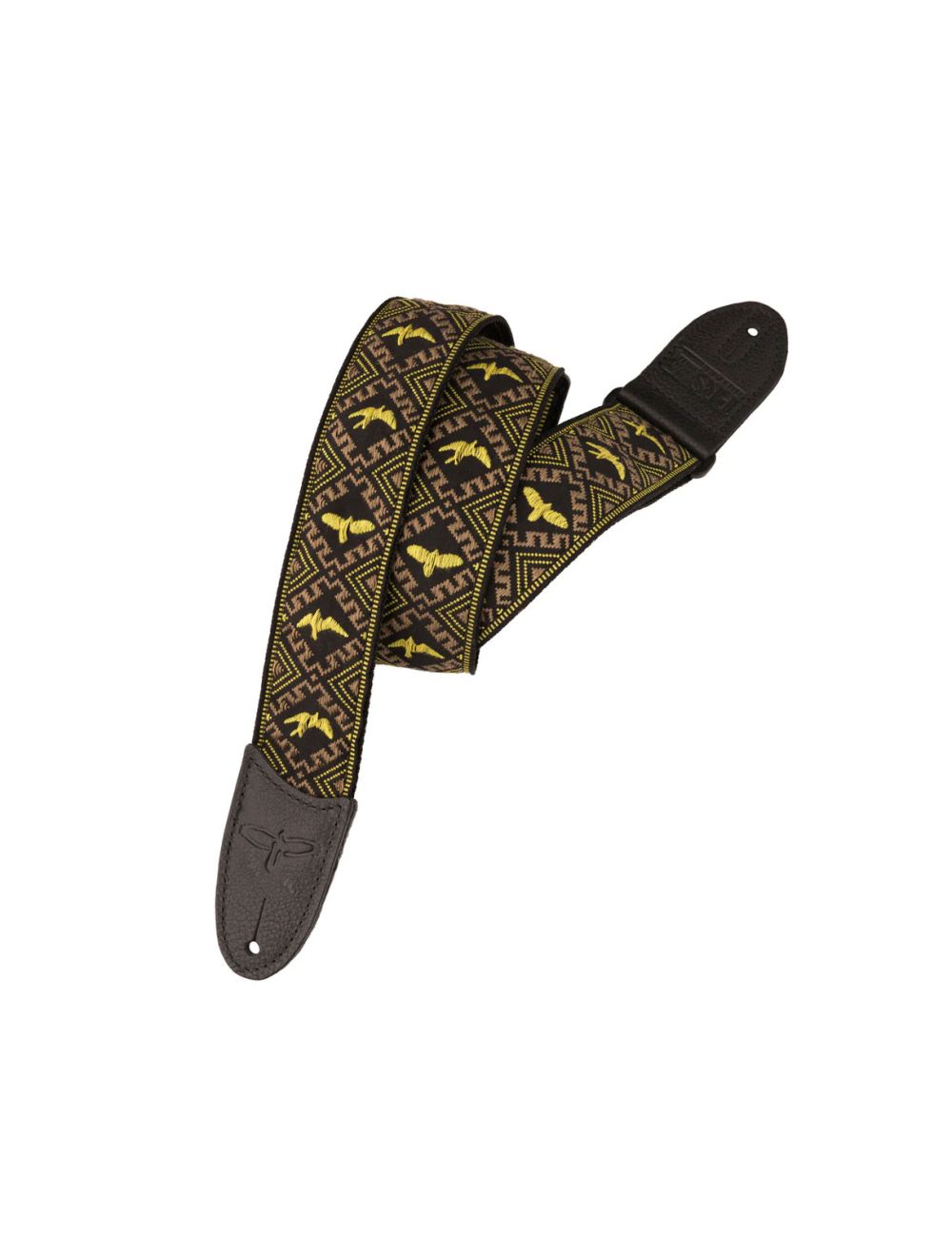 PRS 2" Jacquard Hootenanny Style Guitar Guitar Strap - Yellow & Black Birds