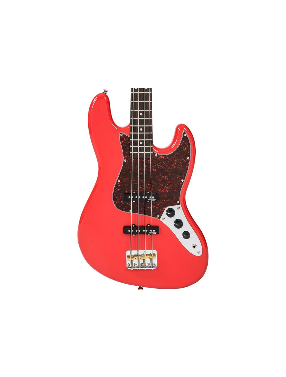 Vintage Icon Series VJ74 Bass w/Matching Headstock - Firenza Red