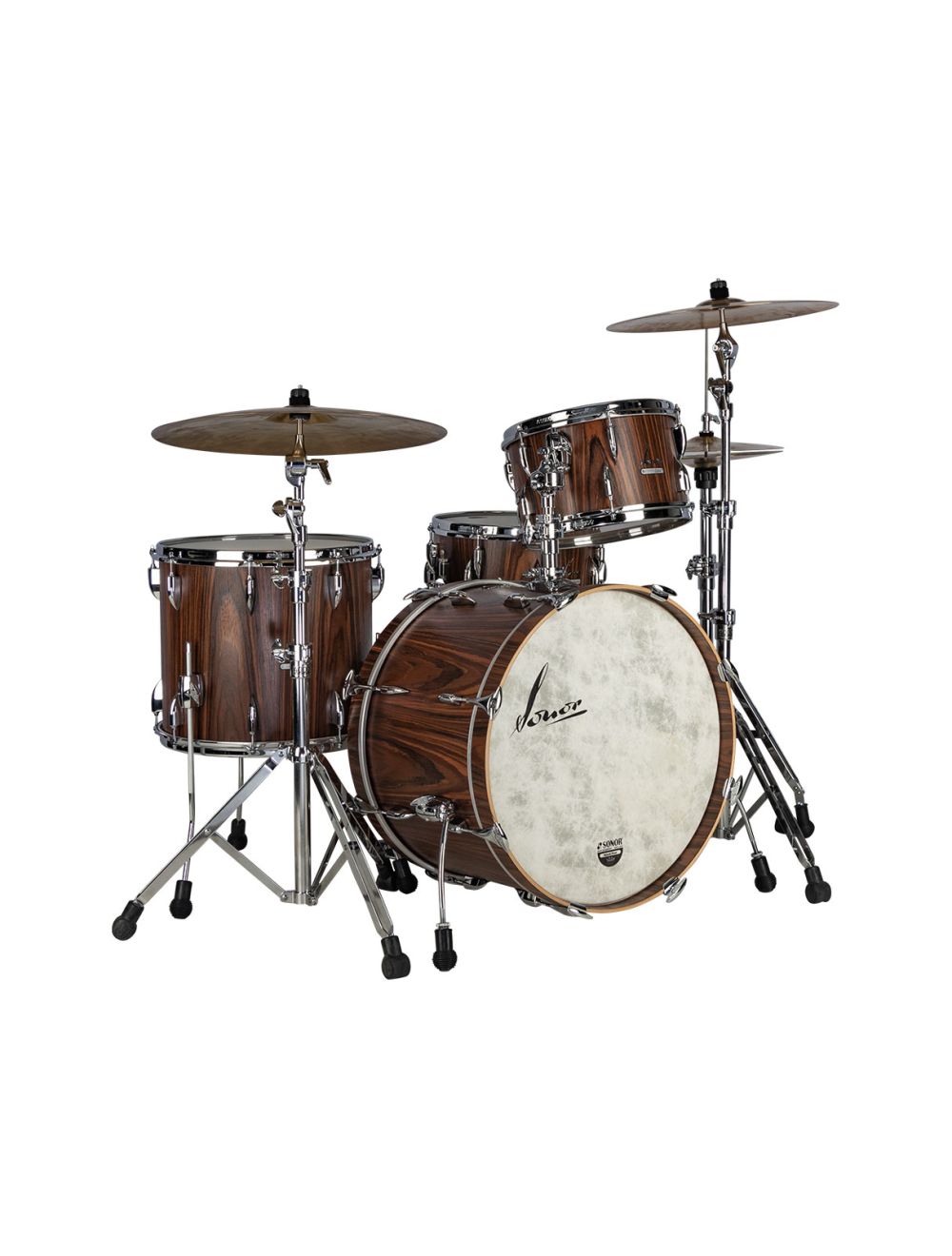 Sonor Vintage Series 3-pc Shell Pack w/22" Kick & Kick Mount - Rosewood Semi-Gloss