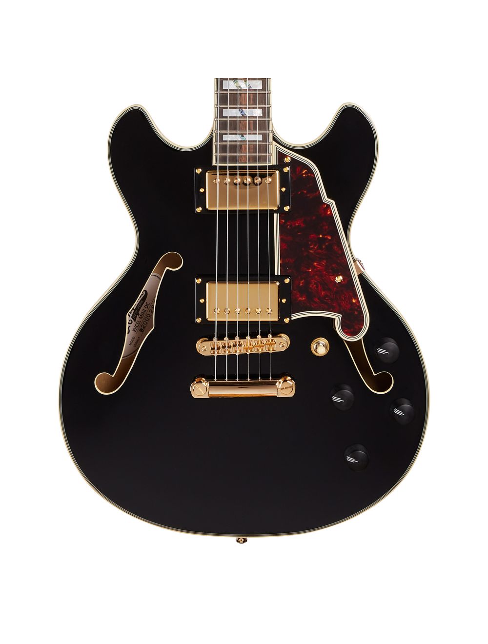 D'Angelico Excel Mini DC Semi-Hollow w/Stop-Bar Tailpiece - Black - B-Stock