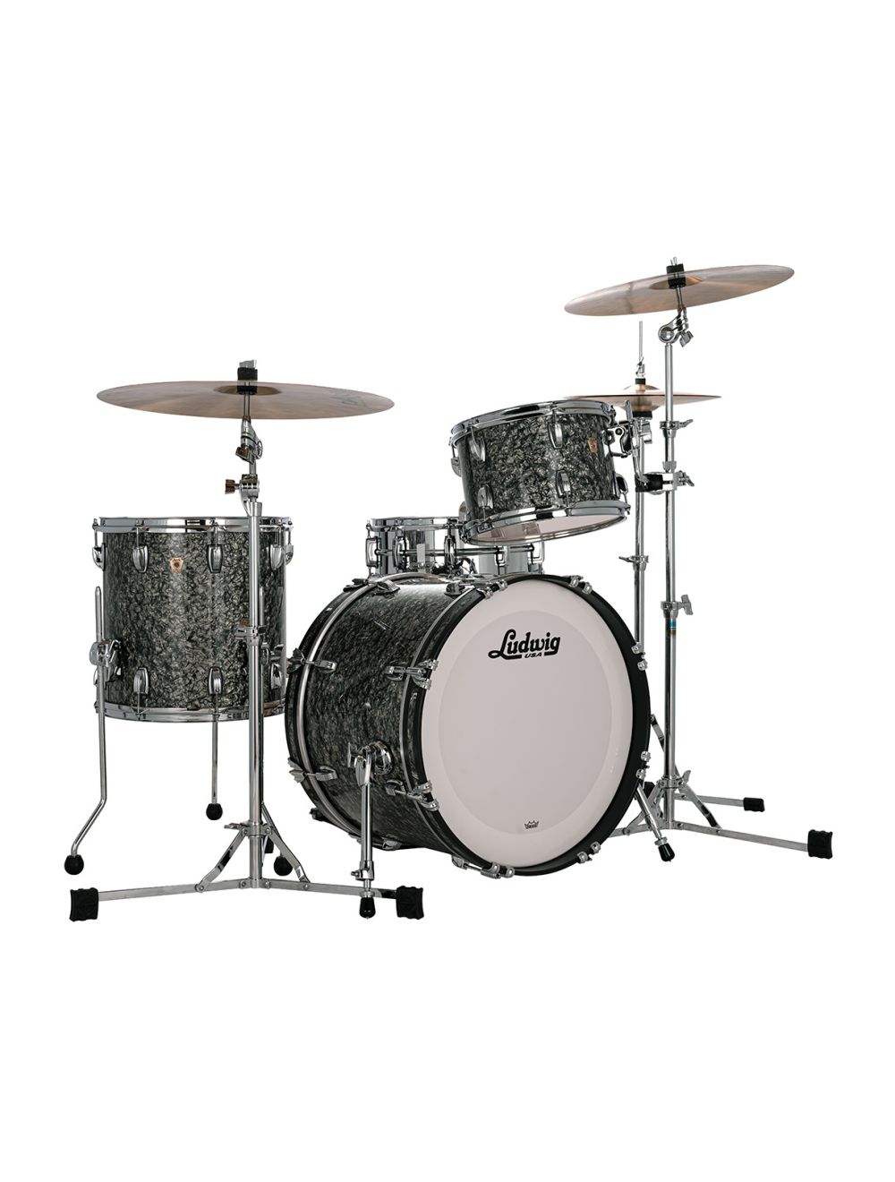 Ludwig Classic Maple Downbeat 3pc Shell Pack w/20" Kick - Black Pearl