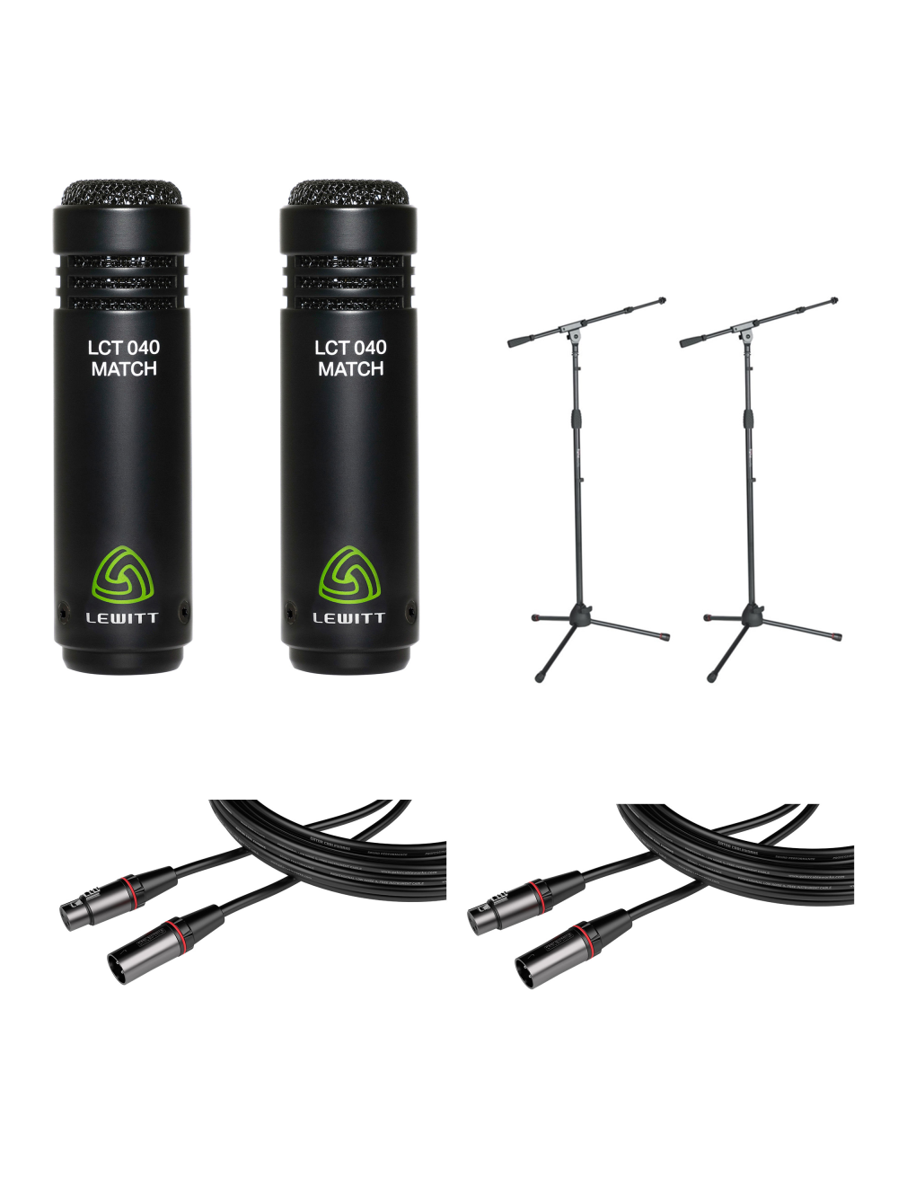 Lewitt LCT 040 Matched Stereo Condenser Mic Pair + Stands + Gator Cables