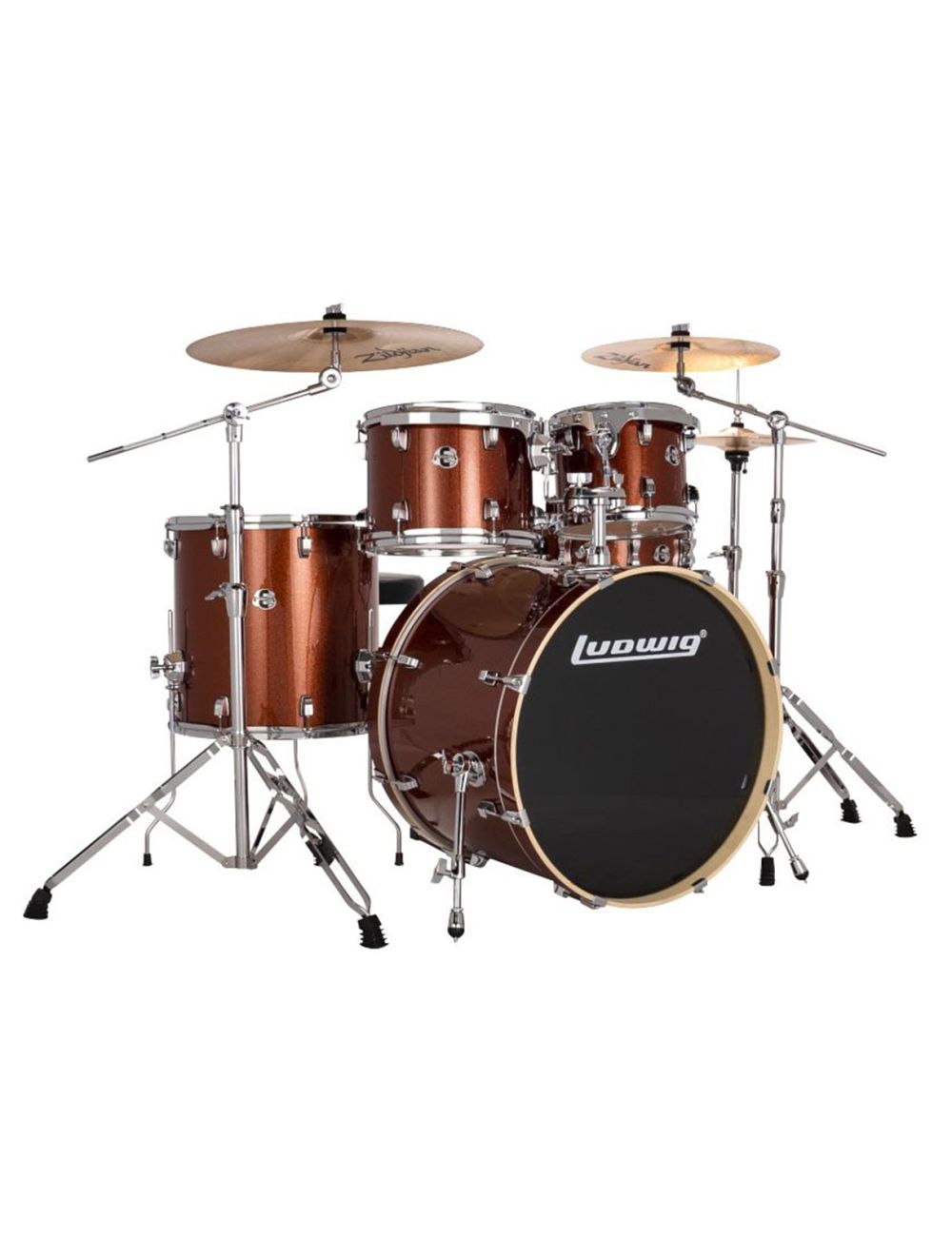 Ludwig Evolution 5-pc Shell Pack w/ 22" Kick - Copper Sparkle