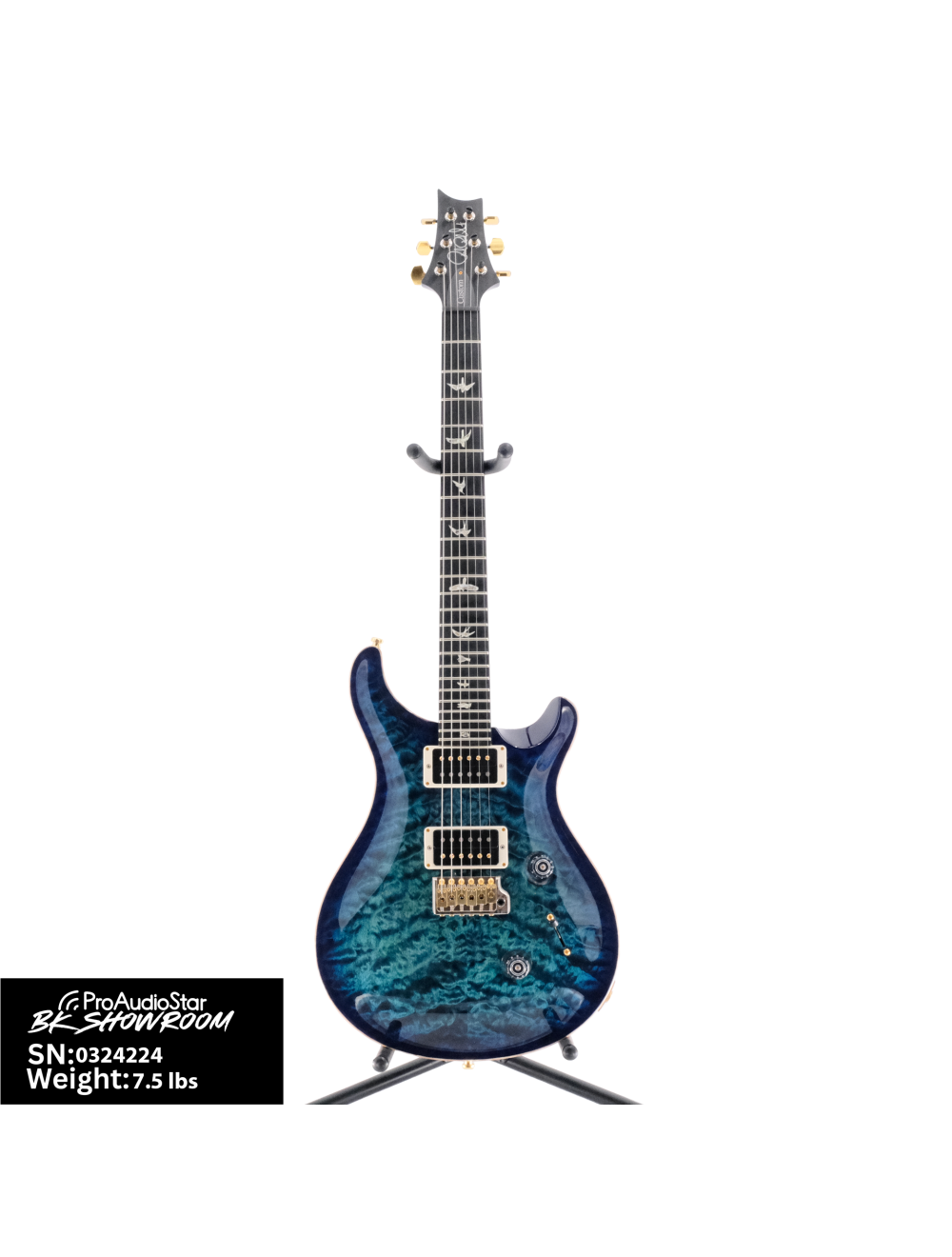 Used PRS Custom 24 Quilt 10-Top w/Pattern Thin Neck - Cobalt Blue