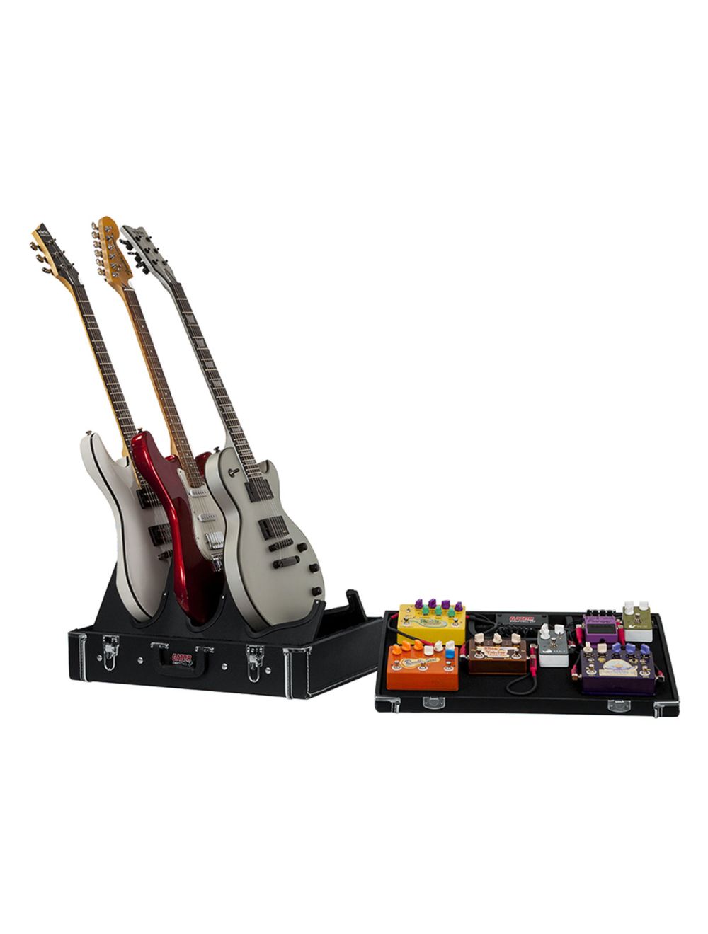Gator Cases Gig-Box Jr. All-In-One Pedal Board / 3x Guitar Stand- Open Box