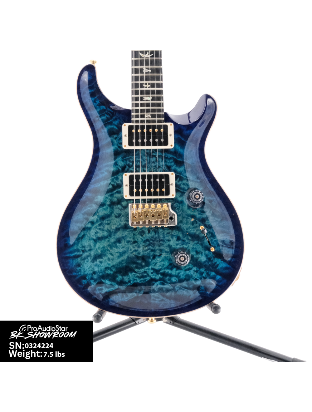Used PRS Custom 24 Quilt 10-Top w/Pattern Thin Neck - Cobalt Blue