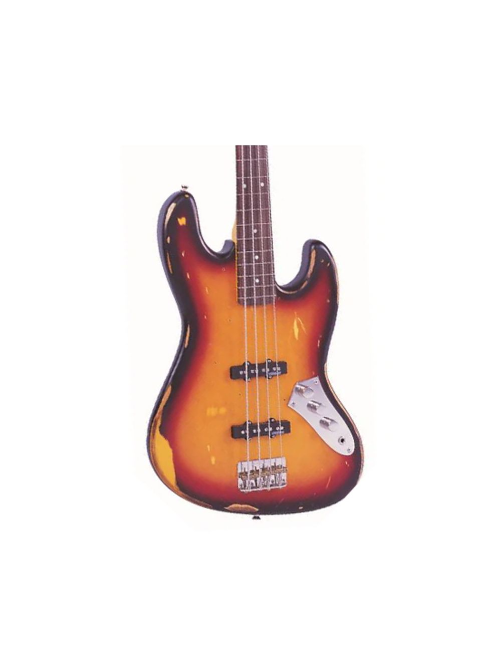 Vintage Icon Series V74 Distressed Fretless Bass - Sunset Sunburst