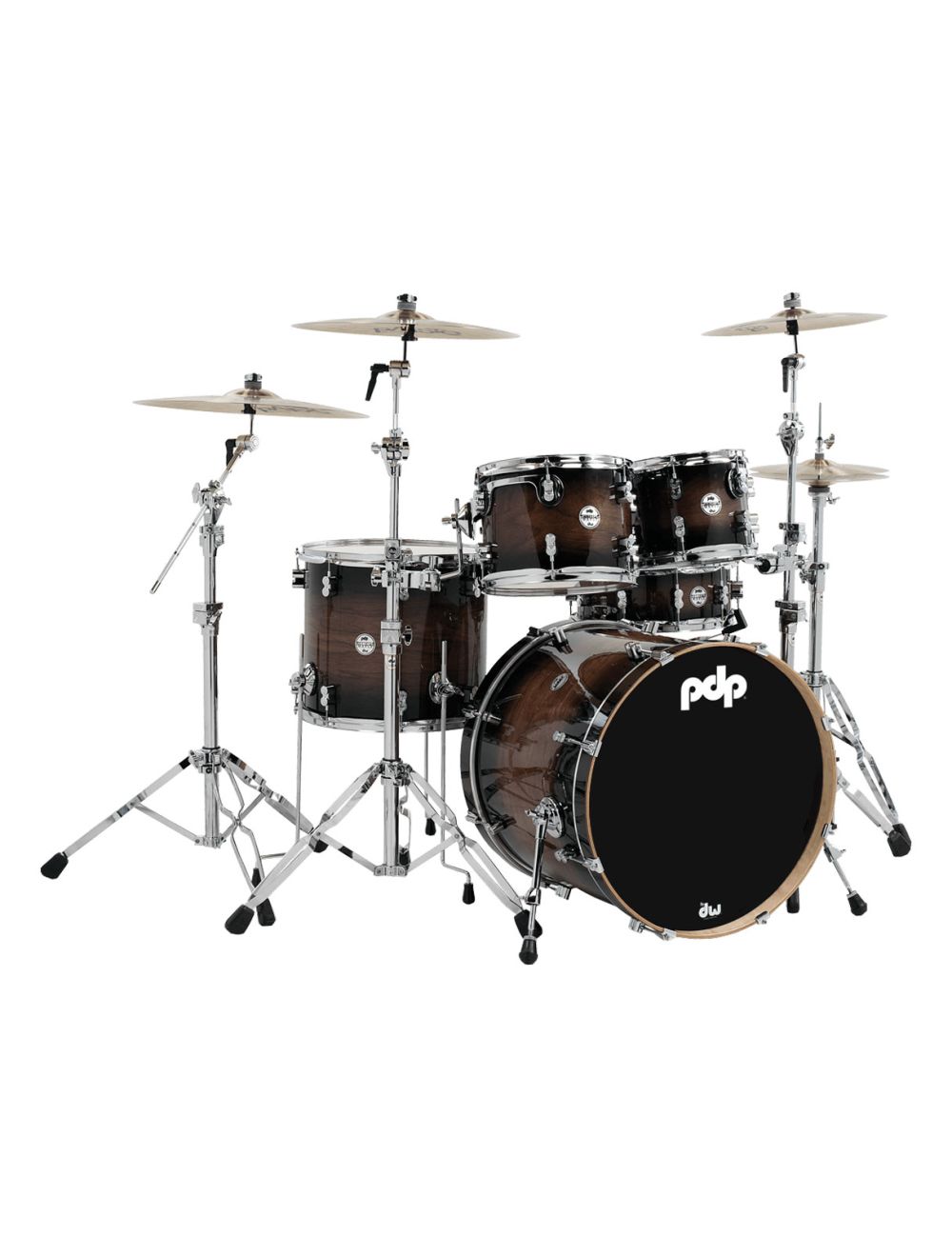 PDP Concept Exotic Series 5-Piece Maple Shell Pack, Walnut to Charcoal Burst