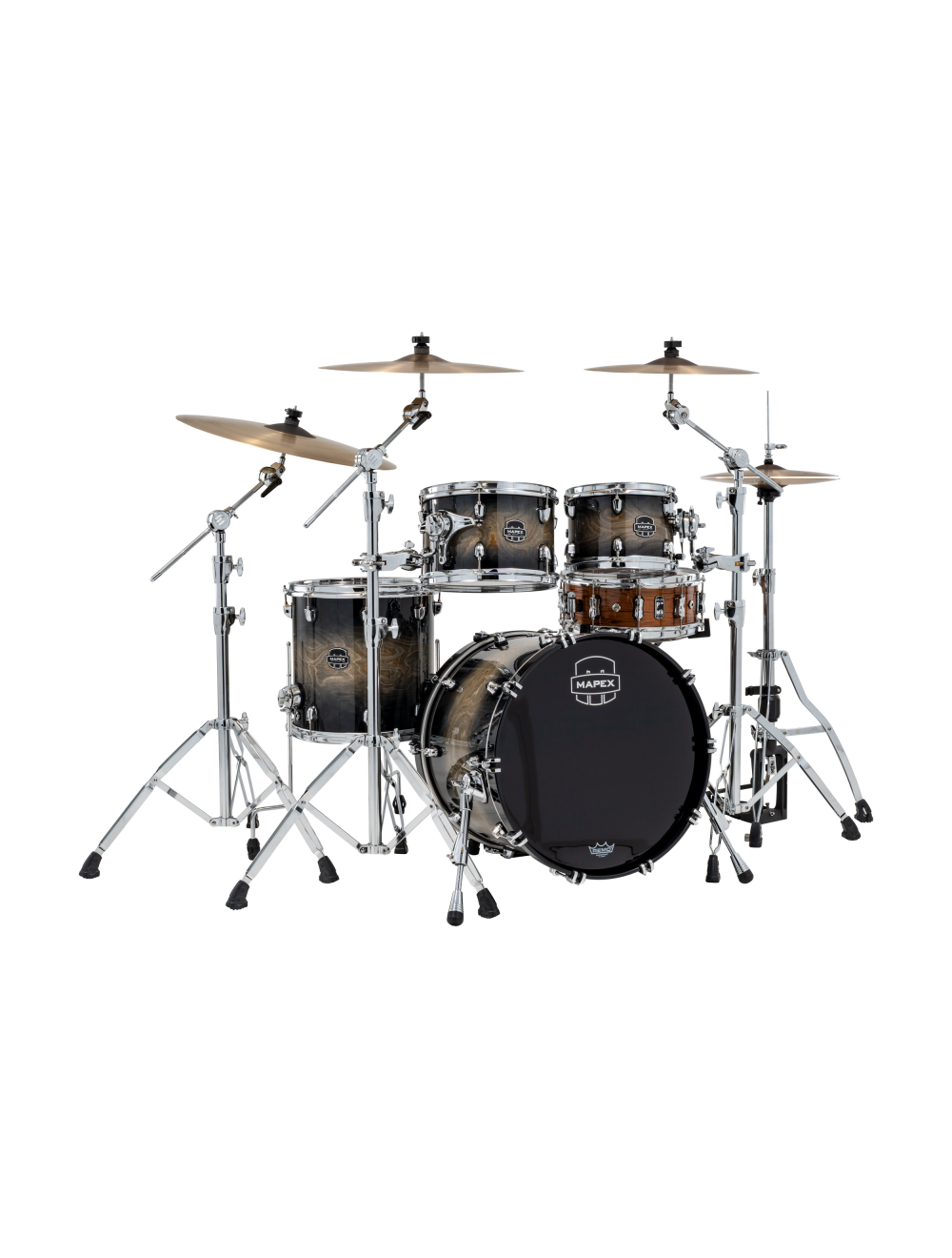 Mapex Saturn VI Fusion 4-Piece Shell Pack w/20" Kick - Black Ink Burst