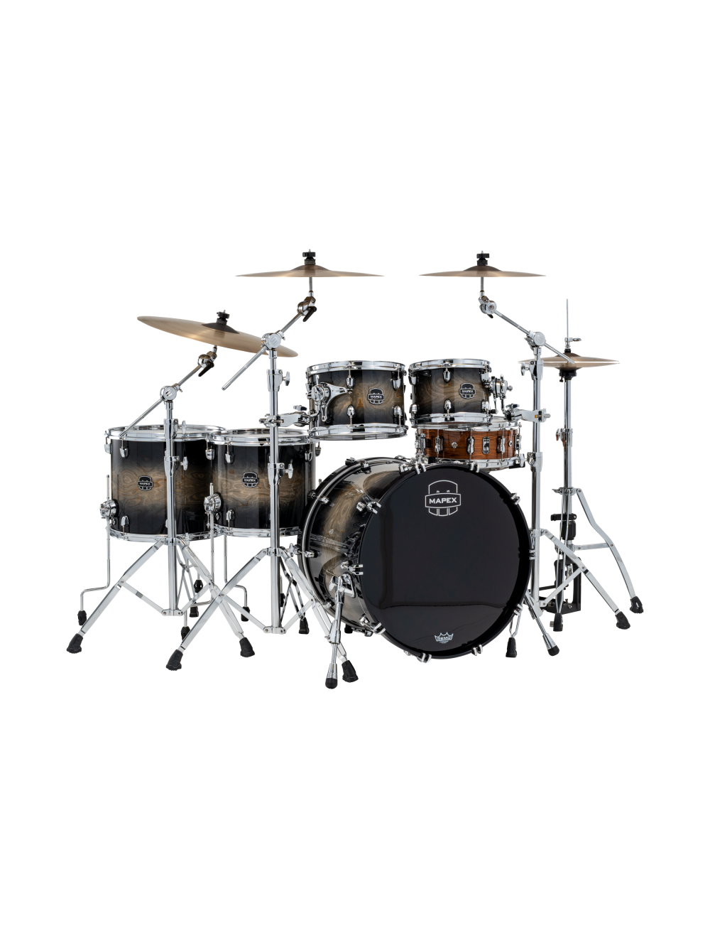 Mapex Saturn VI Studioease 5-Piece Shell Pack w/22" Kick - Black Ink Burst