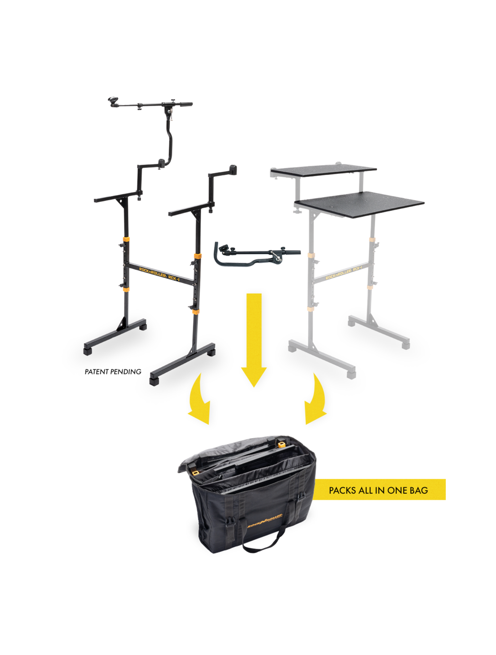 RockNRoller RCK-1 H-Frame 2-Tier Compact Keyboard Stand w/RSHFCK1 & RMBCK1