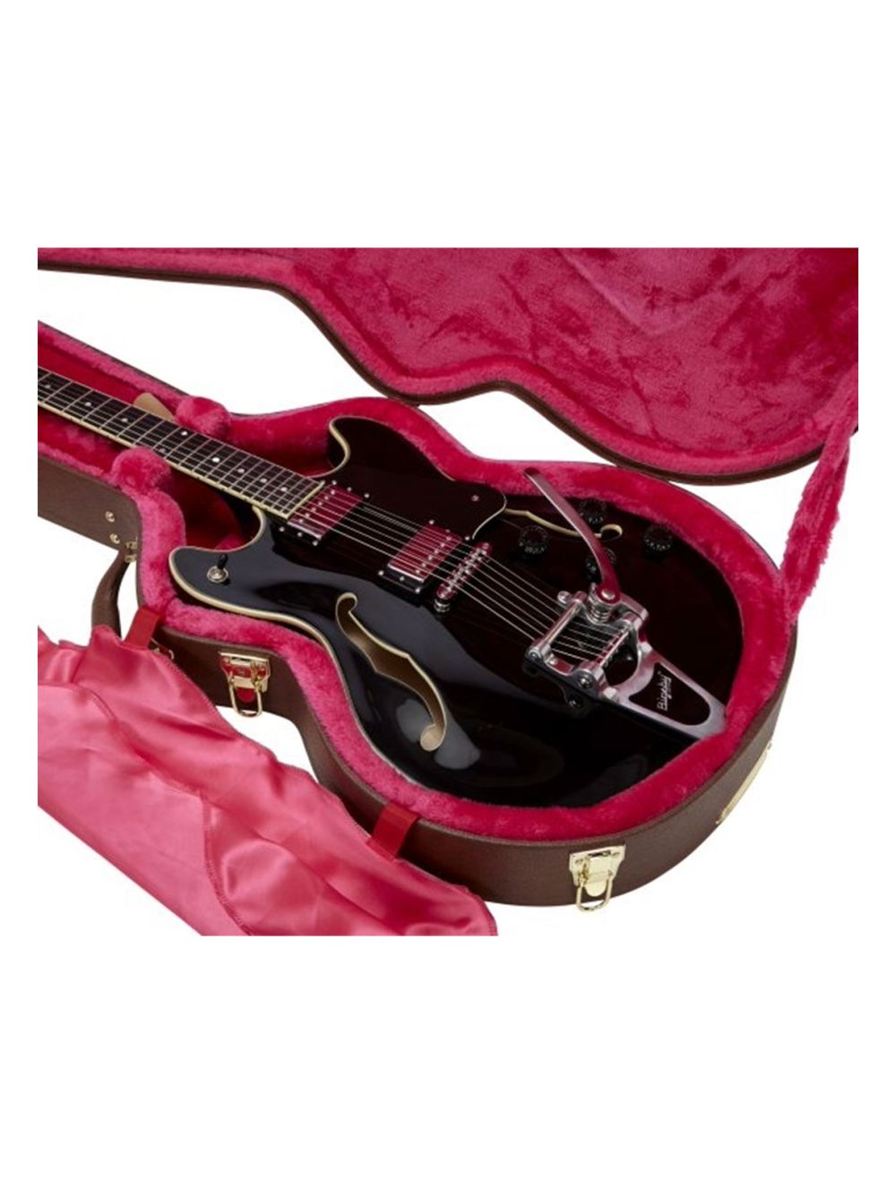 Gator Cases GW-335-BROWN Semi-Hollow Guitar Deluxe Wood Case - Brown - Open Box