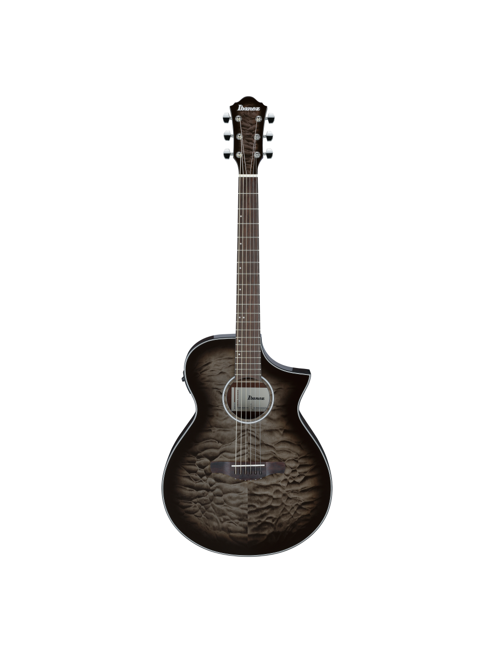 Used Ibanez AEWC16QA A/E Guitar - Transparent Black Sunburst High Gloss