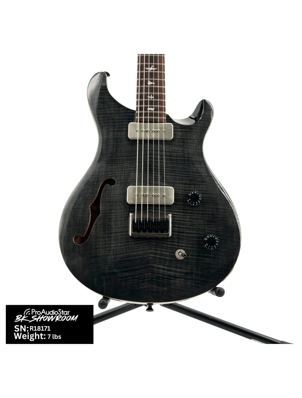 Used PRS SE Baritone Electric Guitar - Grey Black Flame Maple w/Lindy Fralin PUs