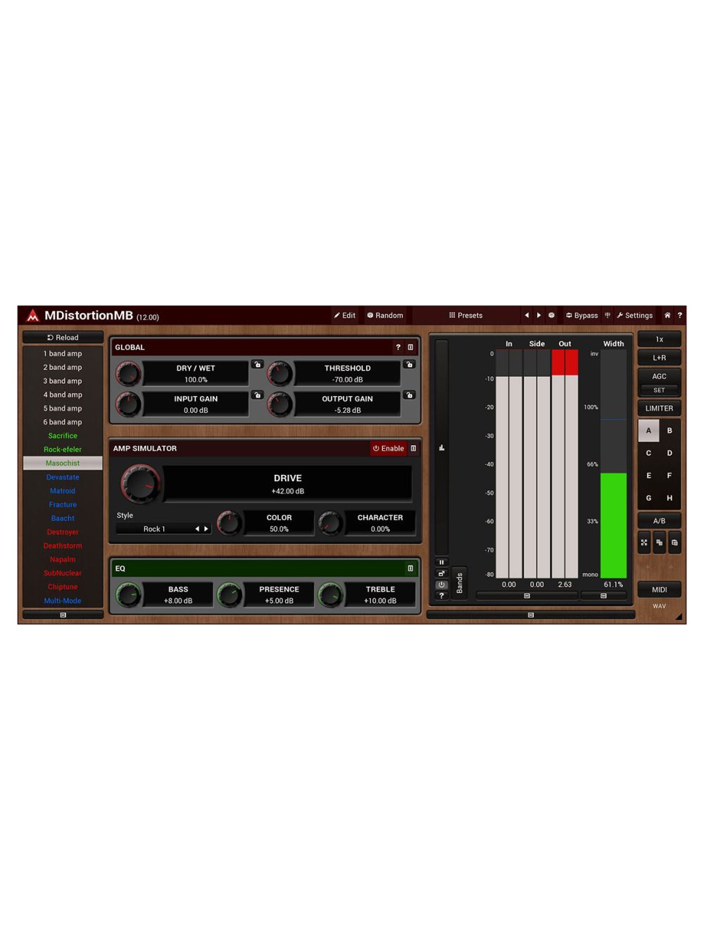 Melda MRingModulatorMB 6 Bands, 2 Oscillators, Custom Shape