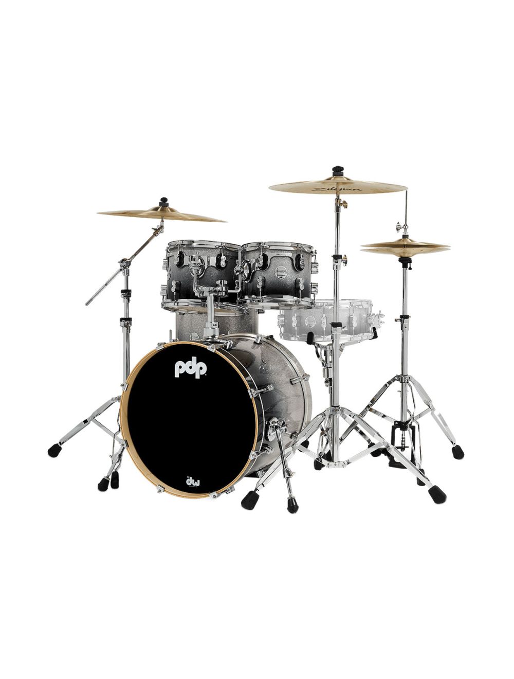 PDP Concept Maple 4-Piece Fusion Shell Pack - Silver to Black Fade