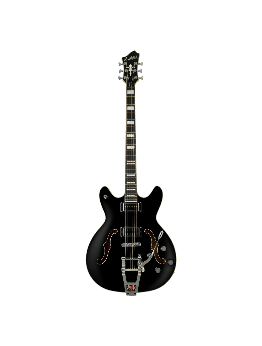 Hagstrom Tremar Viking Baritone DLX Semi-Hollow Electric Guitar - Black Gloss