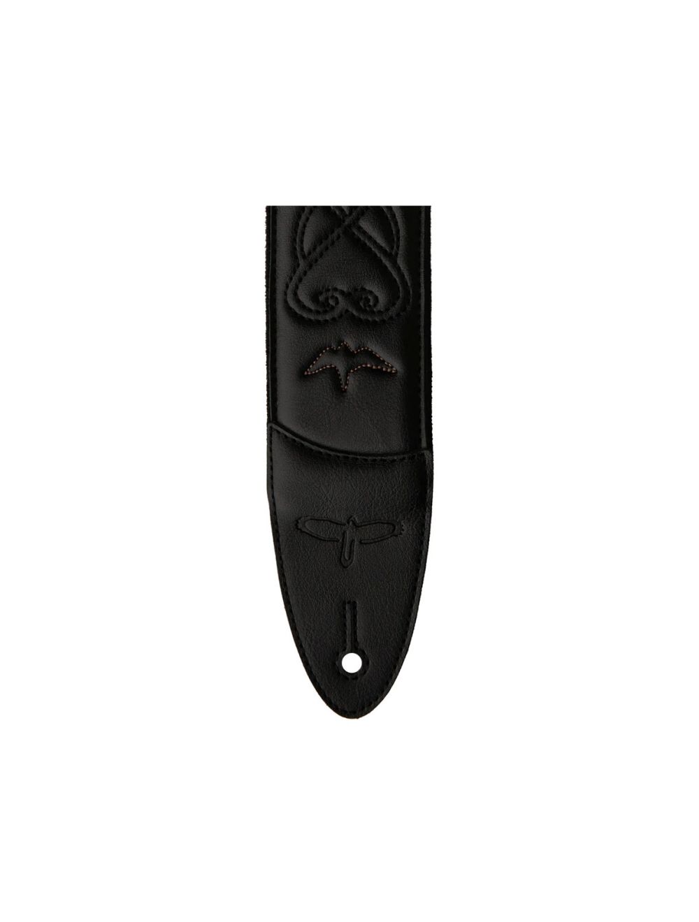 PRS 2.4" Padded Guitar Strap w/RAS Custom Leather (Faux) Birds - Black