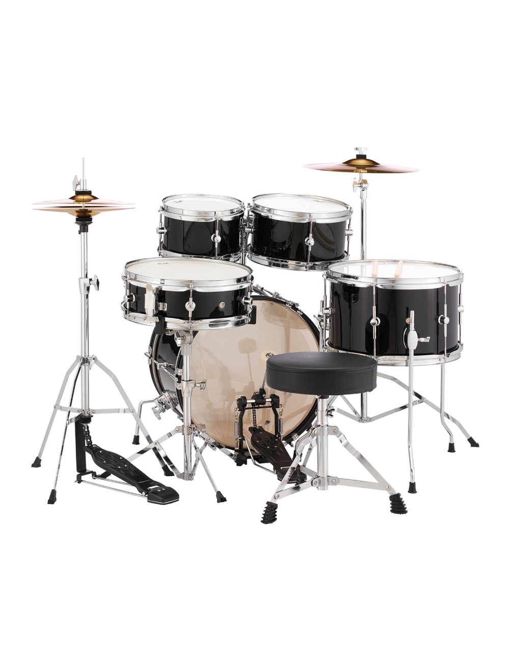 Pearl Roadshow Jr. 5-Pc. Drum Set w/Hardware, Cymbals, and 16" Kick - Jet Black