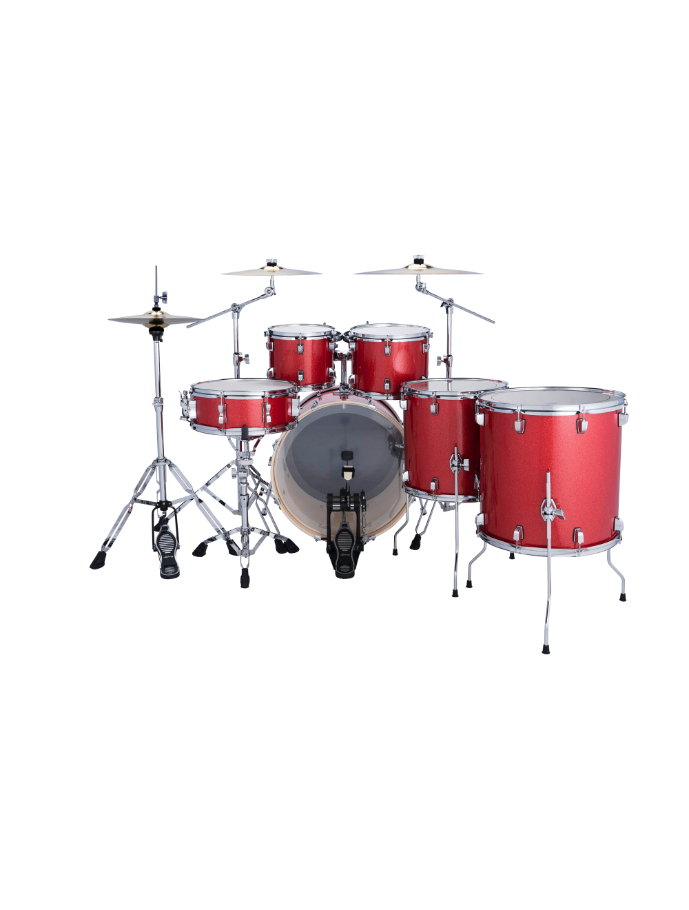 Ludwig Evolution 6-Pc Drum Set w/22" Kick & Paiste Cymbals - Crimson Sparkle