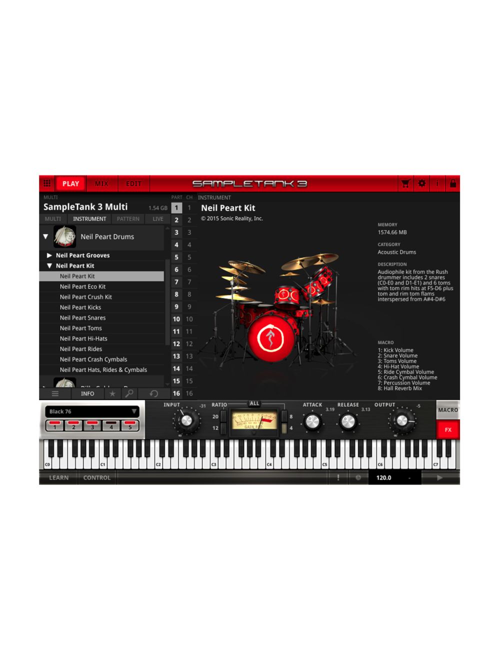 IK Multimedia Custom Shop Neil Peart Drums