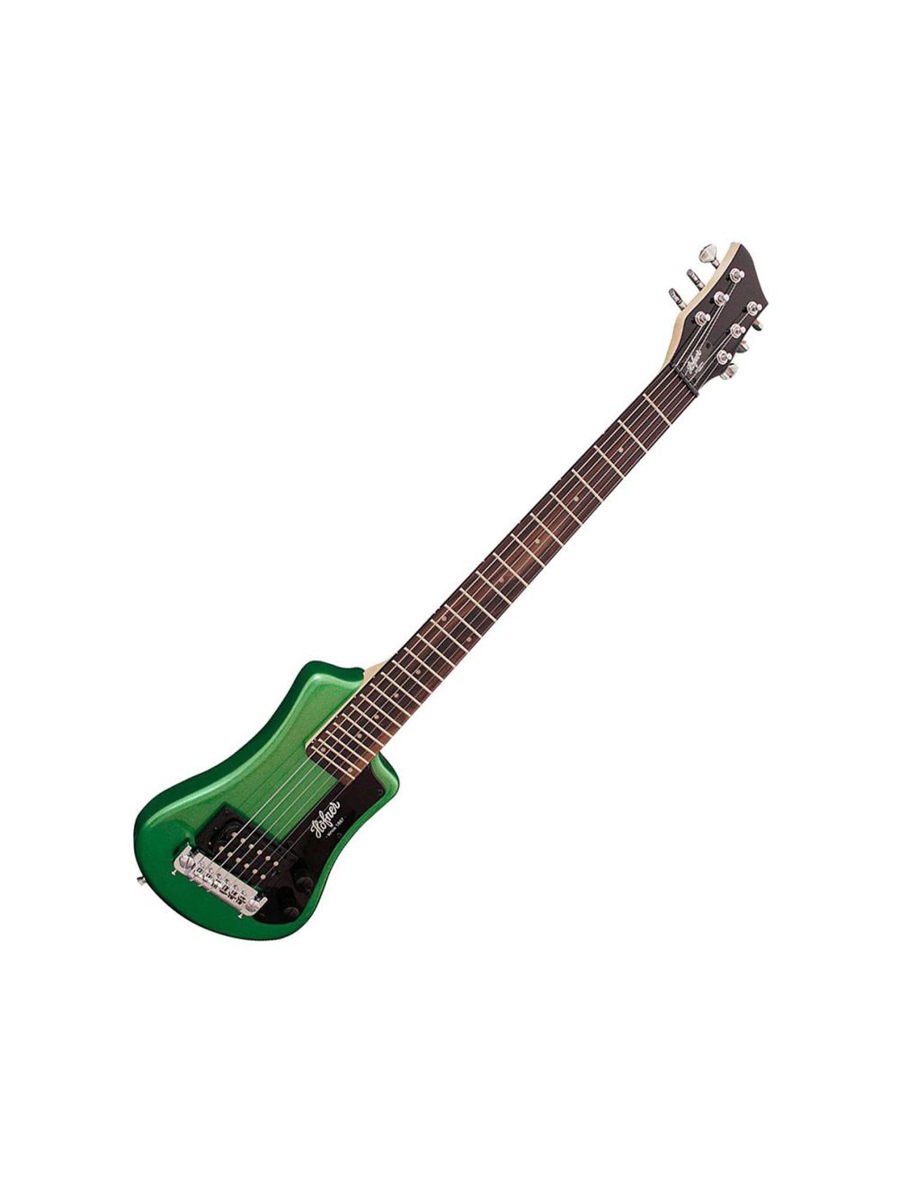 Hofner Shorty Travel Electric Guitar w Bag Metallic Dark Green Finish