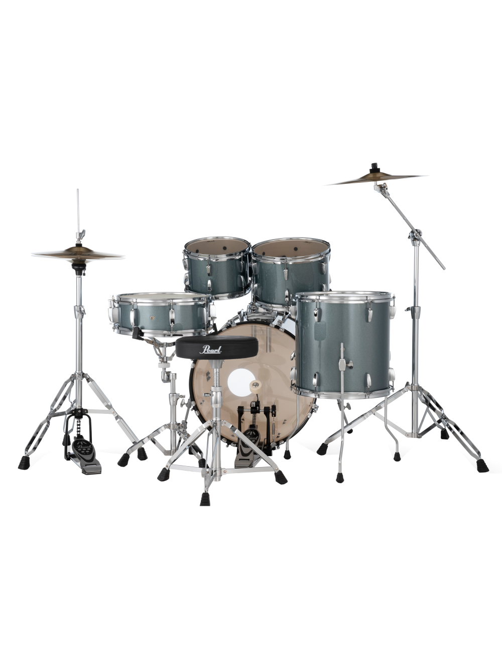 Pearl Roadshow 5-Piece Complete Drum Set w/20"x16" Kick & Cymbals - Charcoal
