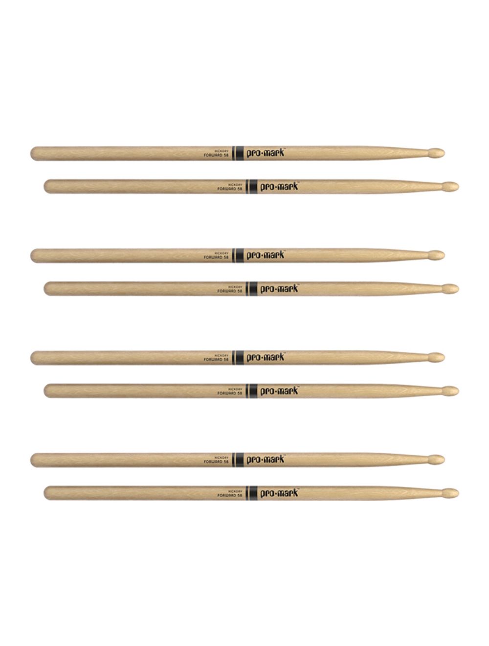 ProMark Classic Forward 5B Hickory Drumsticks - Oval Wood Tip - 4-Pack