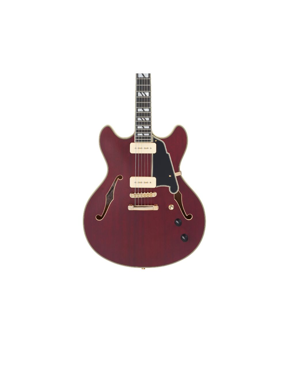 D'angelico Deluxe DC w/ Stop-Bar Tailpiece - Satin Trans Wine